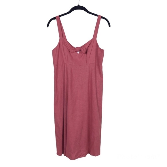 Loft Outlet Lounge Sleeveless Tie Front Smocked Slub Spaghetti Strap Dress XS - Picture 1 of 6